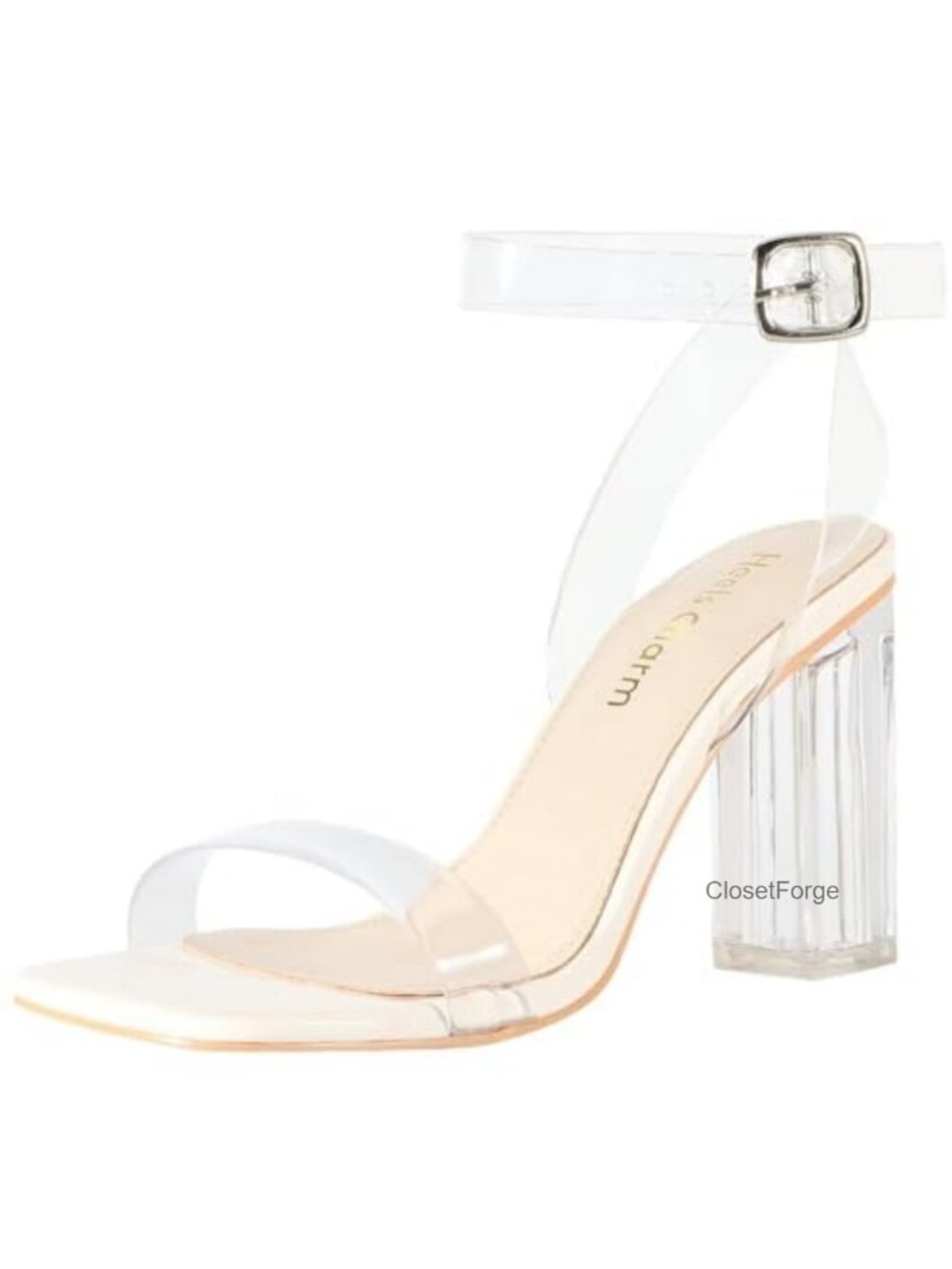 Clear Chunky Block Heeled Sandals Women's Platform Wedge Dress Shoes